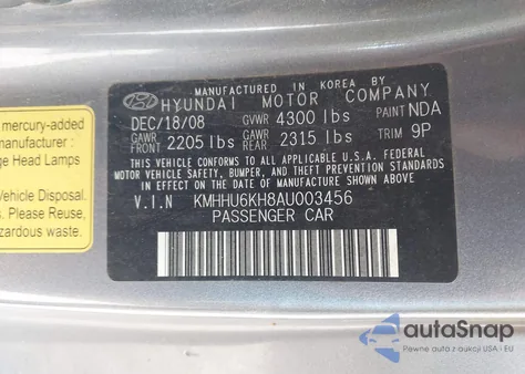 2010 Hyundai Genesis 3.8 Grand Touring from USA, damaged, VIN KMHHU6KH8AU003456